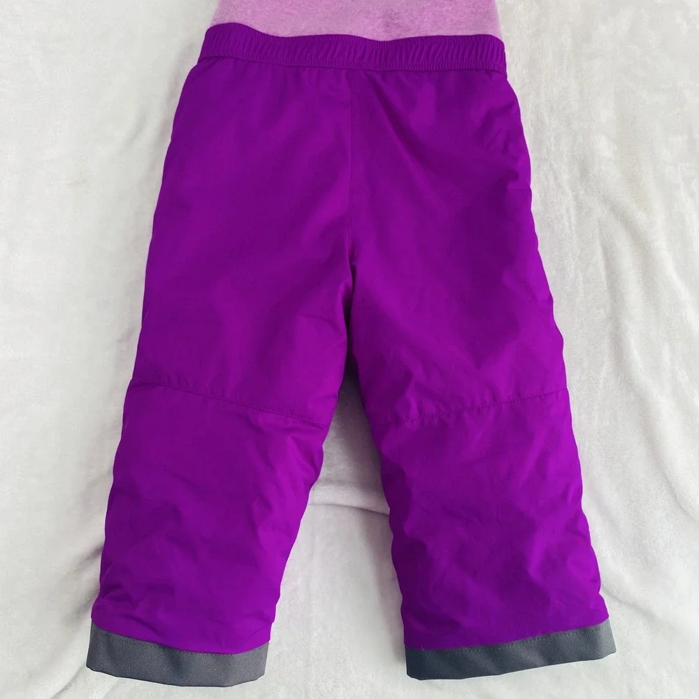LL Bean Ski Bibs Pant Kids 3T Magenta Waterproof Insulated Fleece Lined Snow